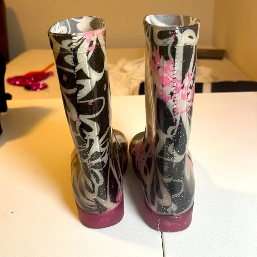 Firebugs By Mia Girl Purple Floral Rain Boots Size 13